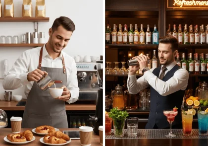 تصویر باریستا و بارتندر در کنار هم