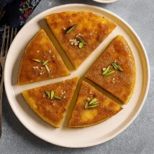 تصویر خاگینه ساده با آرد شربت زعفران